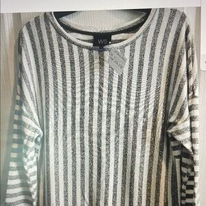 Catherines Black and White Striped Crew Neck Sweater